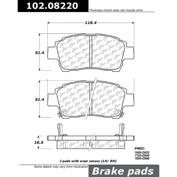Centric Parts CTEK Brake Pads, 102.08220 102.08220 - main